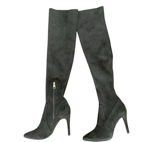 Joie Bentlee Over The Knee Suede Heeled Boots Zipper Thigh-High black - Picture 1 of 6